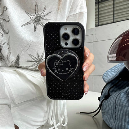 Simple Black Polka Dot Magnetic Phone Case For iPhone