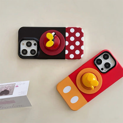 New Cartoon Mickey and Minnie Bottom Stand Phone Case For iPhone