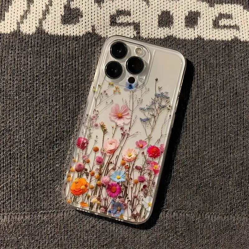 Transparent Flower Floral Phone Case For iPhone