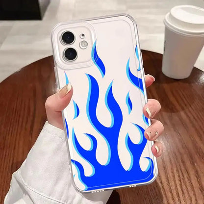 Beautiful Blue Flame Clear Cover Phone Case