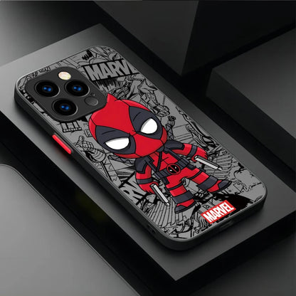 Cute Marvel Spider Man Iron Man Matte Phone Case For iPhone