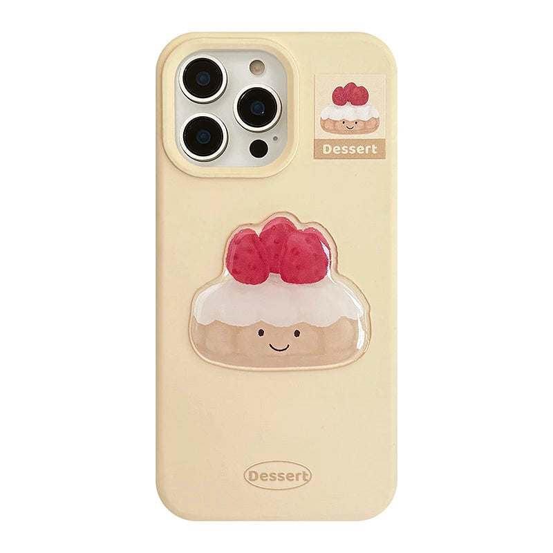 Cute Strawberry Cake Pattern Yellow Phone Case