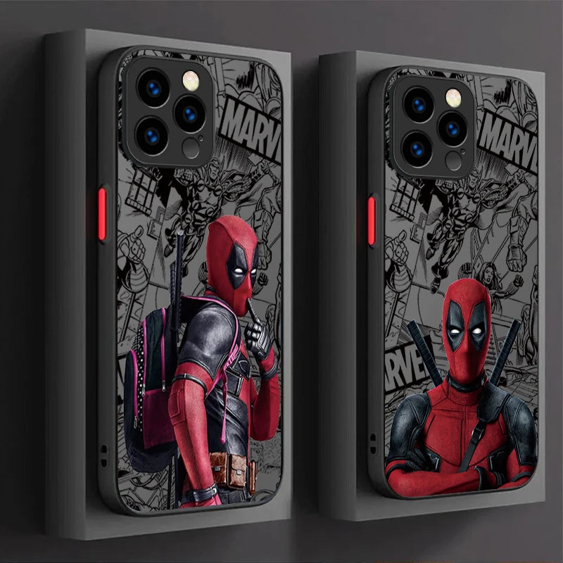 Fun Marvel Deadpool Matte Hard Phone Case For iPhone