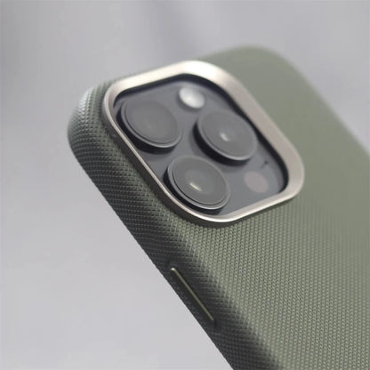 Luxury Alloy Lens Frame Particle PU Leather Magnetic Case For iPhone