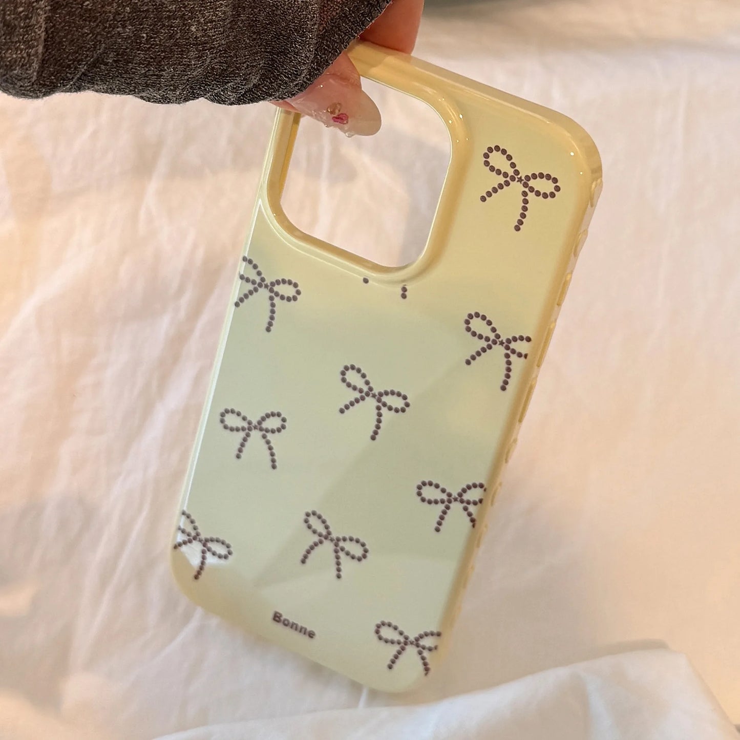 Korean Full Screen Candy Color Cute Bowknot Soft Phone Case For iPhone