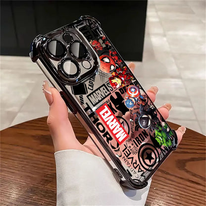 Cool Anime Marvel Hero Luxury Plating Phone Case For iPhone