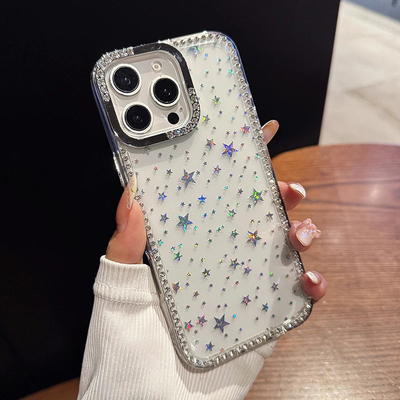 Fashion Bling Glitter Diamond Star Transparent Phone Case