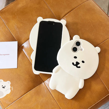 Kawaii 3D Cartoon Nagano Bear Phone Case For iPhone