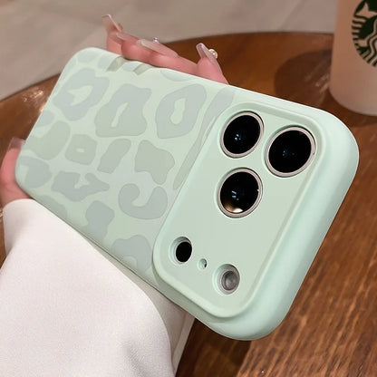 Leopard Liquid Silicone iPhone Case with Camera Control