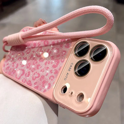 Luxury Bling Glitter Leopard Print Candy Color Case For iPhone