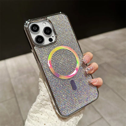 Luxury Glitter Solid Color Diamond Plating Magnetic Phone Case For iPhone