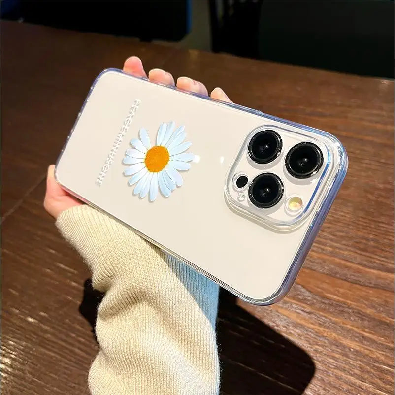 Little Daisy Flower Phone Case For iPhone Shockproof Transparent Cover