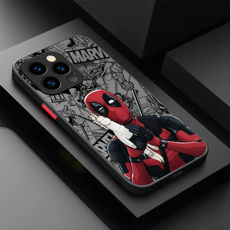 Fun Marvel Deadpool Matte Hard Phone Case For iPhone