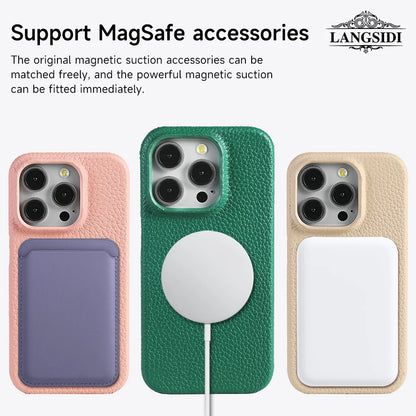 Luxury Cowhide Leather MagSafe iPhone Case