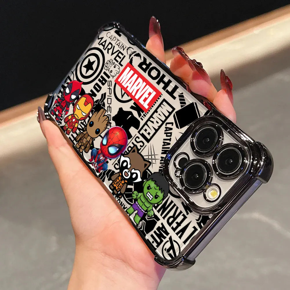 Cool Anime Marvel Hero Luxury Plating Phone Case For iPhone