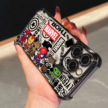 Cool Anime Marvel Hero Luxury Plating Phone Case For iPhone
