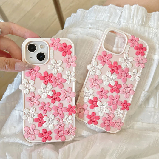 Japan Ins Kawaii 3D Flower Sakura Soft Silicone Phone Case For iPhone
