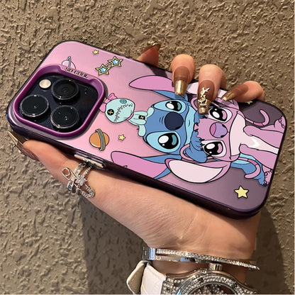 Cartoon Stitch Couple Case for iPhone Series – Hard Shockproof Bumper