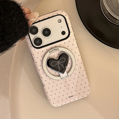 Korean Polka Dots Love Heart Bracket Magnetic Phone Case For iPhone
