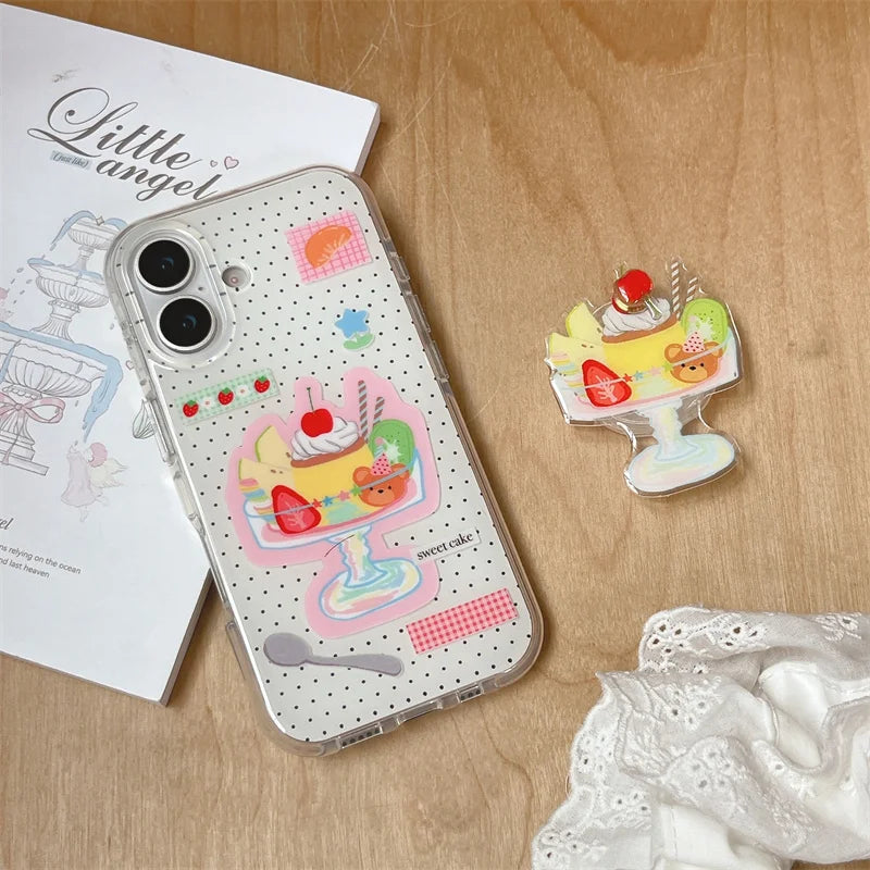 Cute Dessert Ice Cream Stand Holder Phone Case