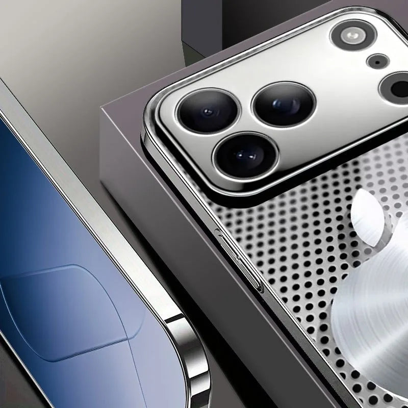 Metal Mesh For Apple Texture Pattern Glass Electroplated Phone Case For iPhone