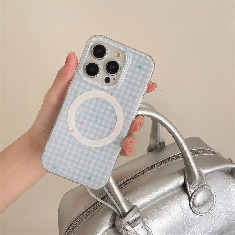 Fashion Plaid Pattern Magnetic Phone Case