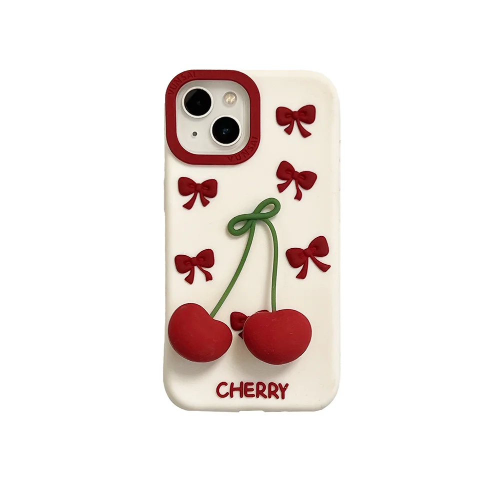3D Bow Cherry Pendant For iPhone