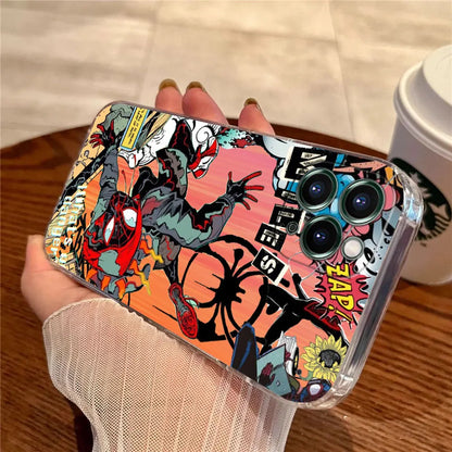 Miles Morales Spiderman Gwen Transparent Phone Case For iPhone