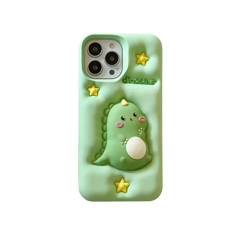 Kawaii Cartoon Dinosaur Silicone Phone Case For iPhone