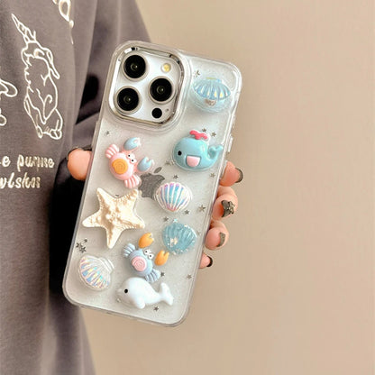 Cute 3D Seashell Starfish Conch Glitter Phone Case