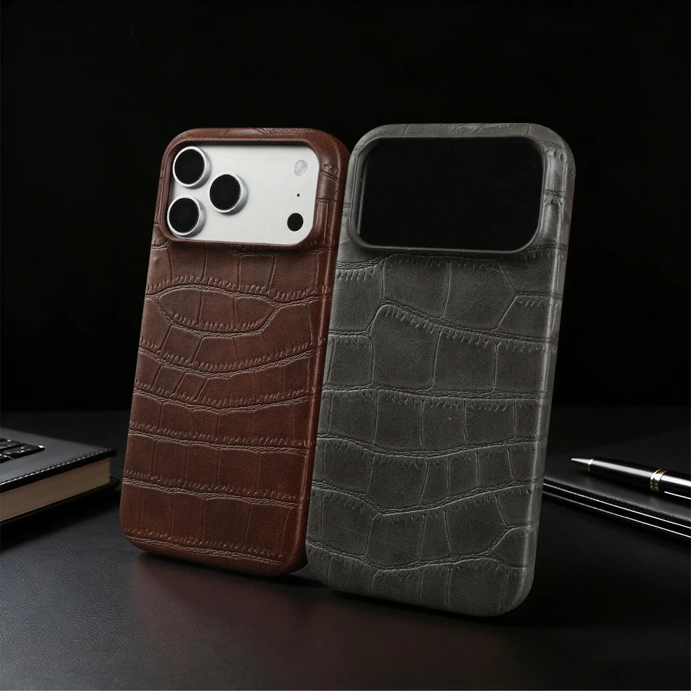Premium Crocodile Leather Case For iPhone Back Cover