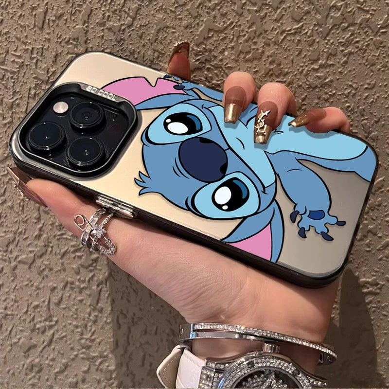 Cartoon Stitch Couple Case for iPhone Series – Hard Shockproof Bumper