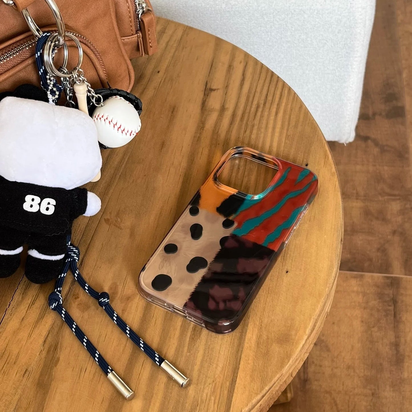 Retro Four-Color Leopard Pattern Stitching Phone Case For iPhone