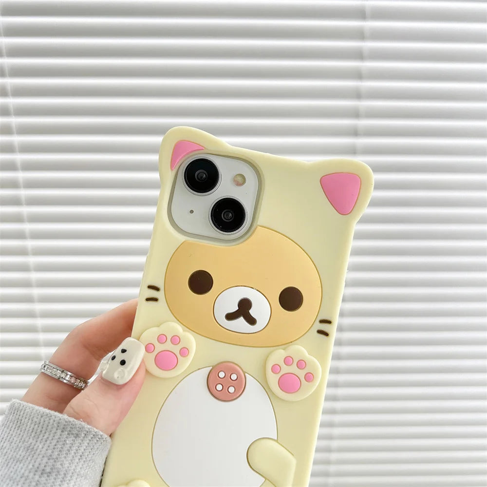 Rilakkuma Bear Kawaii Cat Silicone iPhone Case