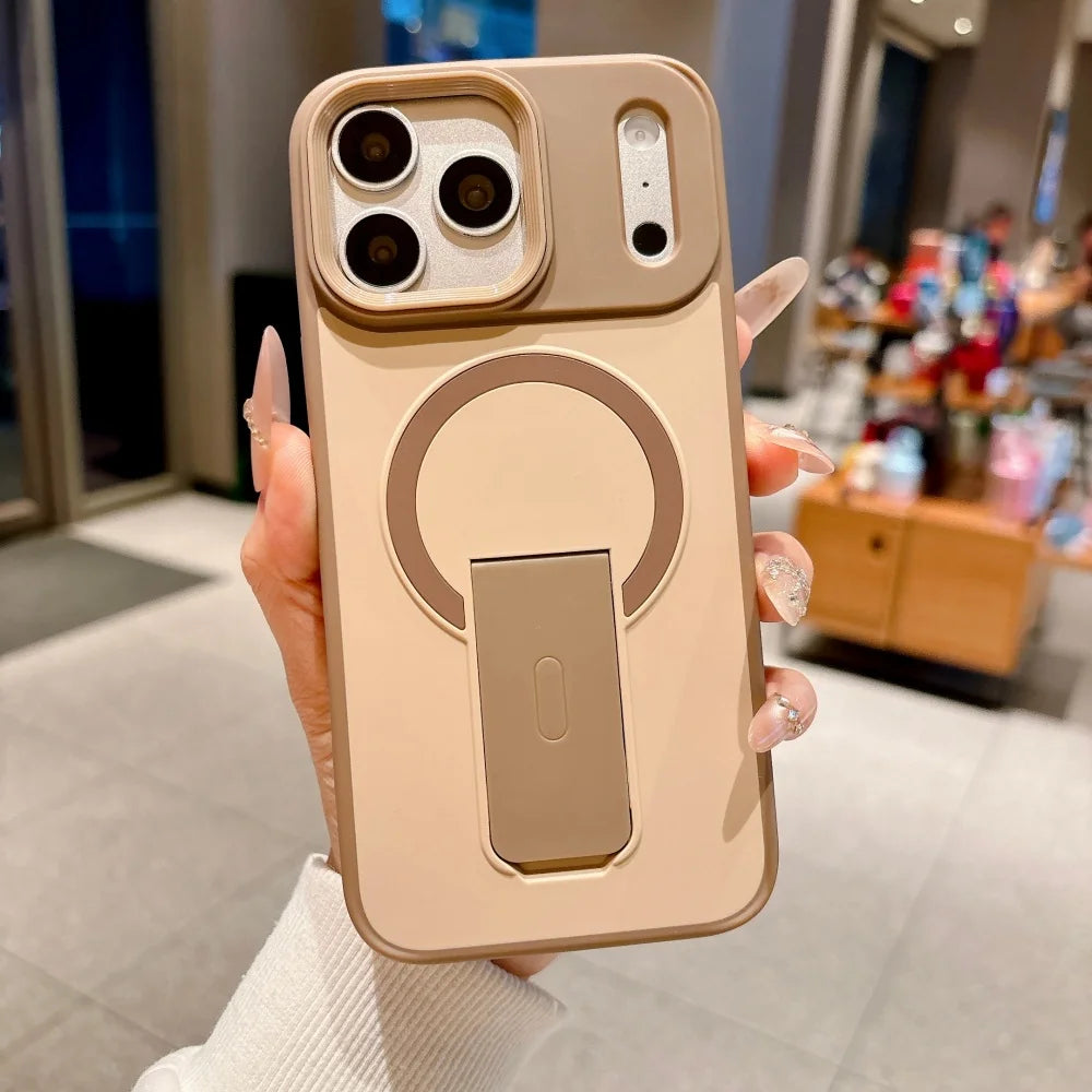 For Magsafe Invisible Bracket Magnetic Phone Case For iPhone Soft Frame Shockproof Cover