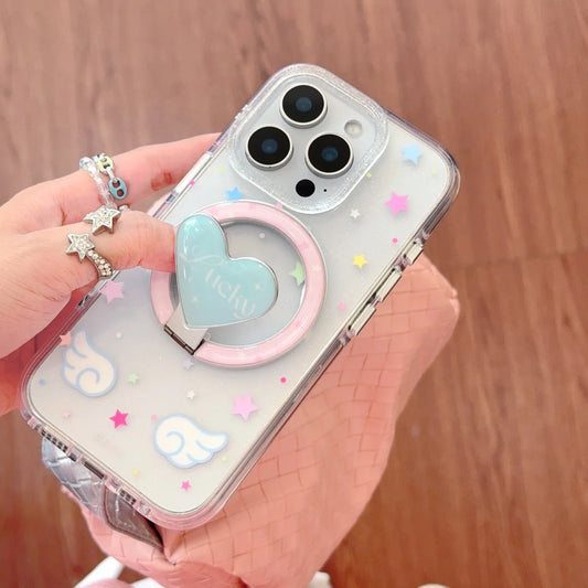 Cute Love Heart Magnetic Stand Phone Case