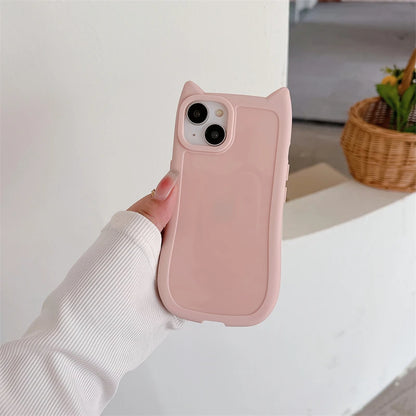 Cute 3D Kitten Cats Ear Solid Color Phone Case