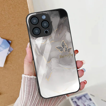 Marble Pattern Butterfly Phone Case For iPhone
