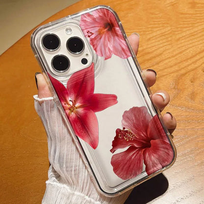 Cherry Flower Print Clear Case For iPhone Stylish Shockproof Soft Cover