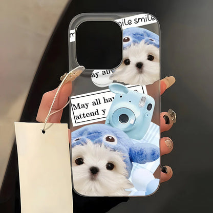 Cartoon Cute Label Dog Silicone Phone Case For iPhone
