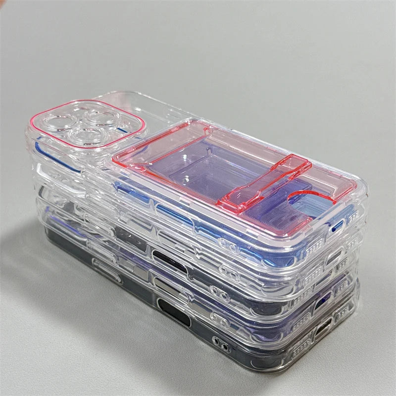 Clear Card Slot Wallet Bag Holder Stand Phone Case