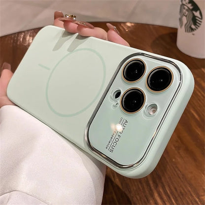 Advanced Liquid Phone Case For iPhone Magnetic Charging Glass Lens Protective Cover Silicone Couple Set