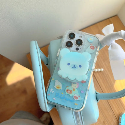 Funny Cute Rilakkuma Magnetic Stand Phone Case For iPhone Back Cover For Magsafe Cases Protective Fun