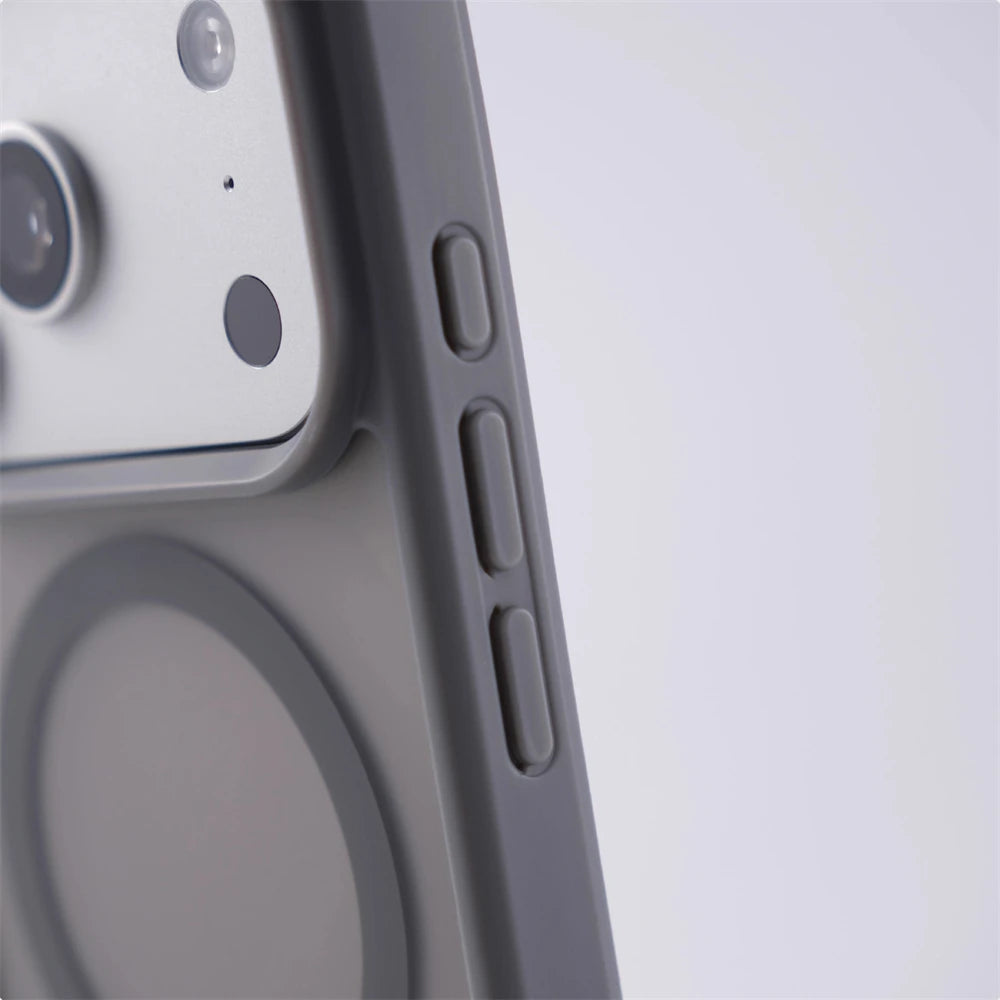 Matte Translucent MagSafe iPhone Case, Metal Holder Bumper