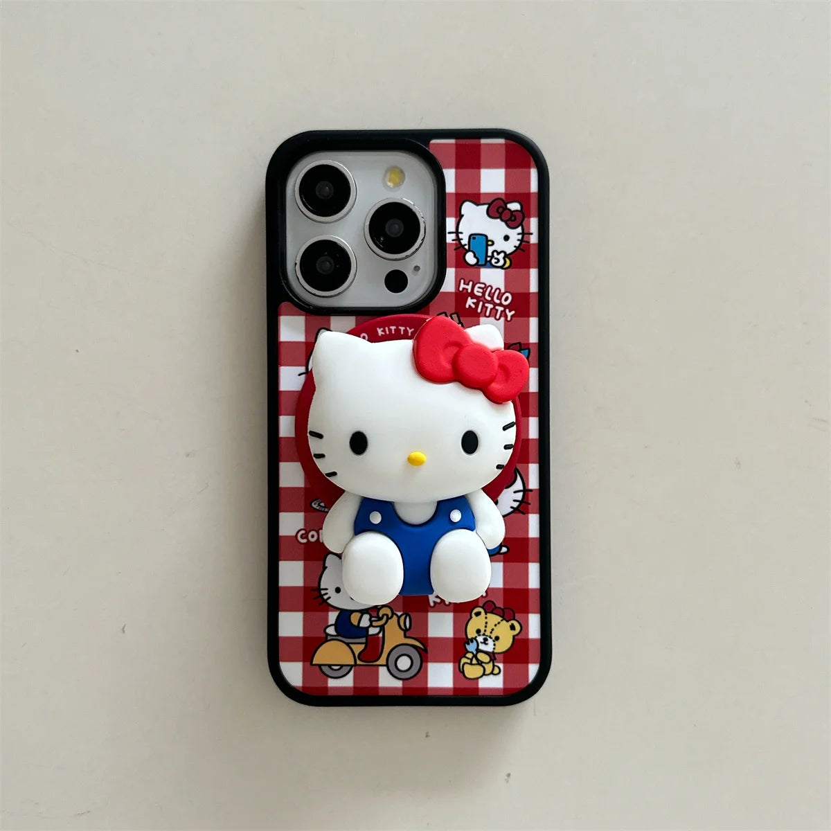 Fashion Cute Kitty Cat Plaid Pattern Magnetic Phone Case For iPhone