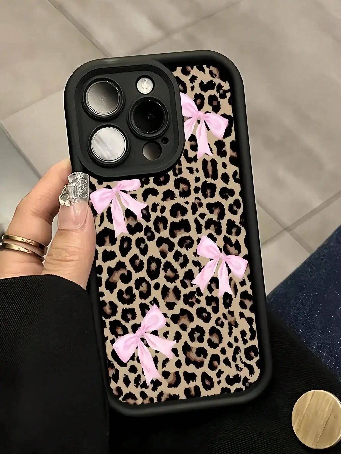 Leopard Print Bow iPhone Case – Waterproof, Shockproof & Scratch-Resistant