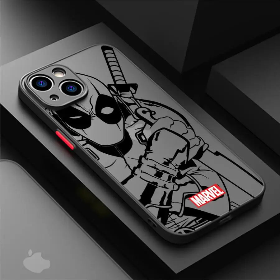 Iron Man Spider Man Deadpool Art Phone Case For iPhone