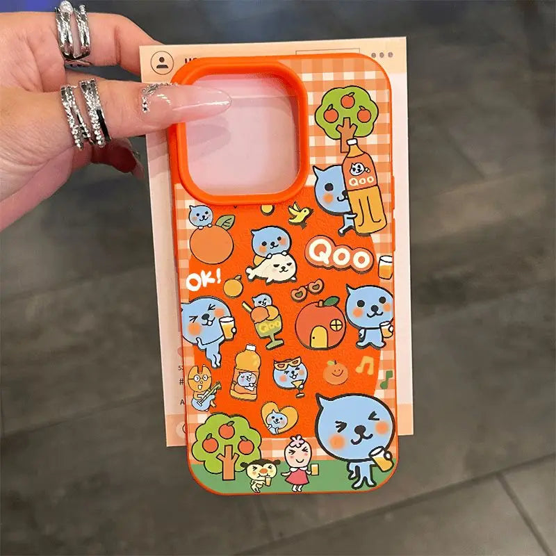 Kawaii Cartoon Imitation Leather Phone Case