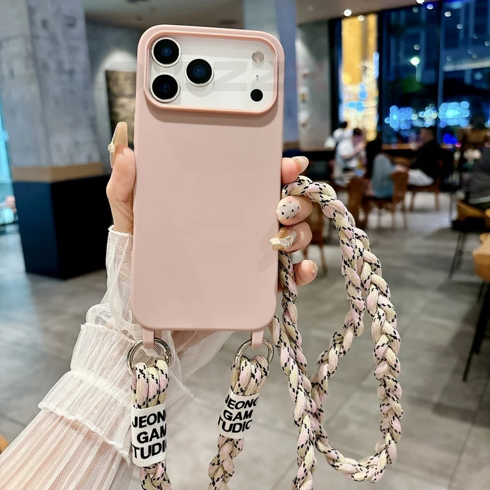 For iPhone Lanyard Case Crossbody Knit Lanyard Candy Soft Phone Cover iPhone