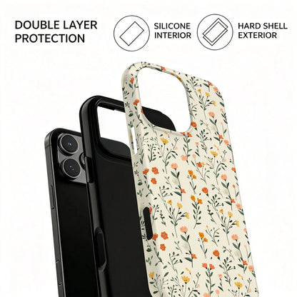 Pastel Cottage Floral Magnetic 2 In 1 Shockproof Case For iPhone Compatible With Magsafe Cover